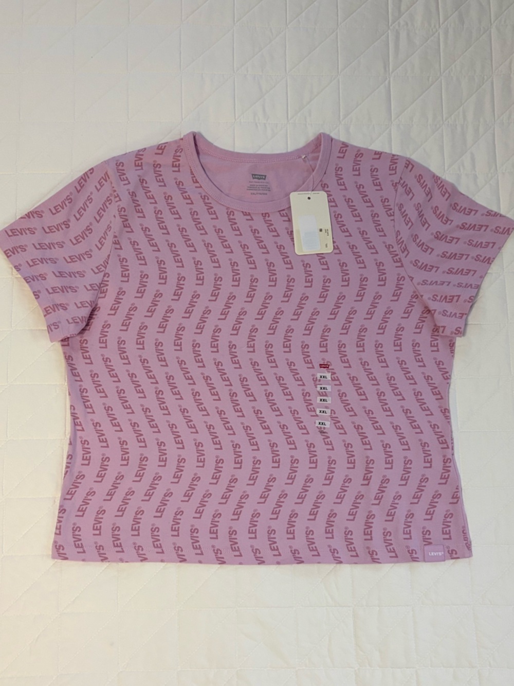Levi’s Women’s Perfect Graphic Tee in Minimal Sport Wave Pink Lavender – NWT XXL